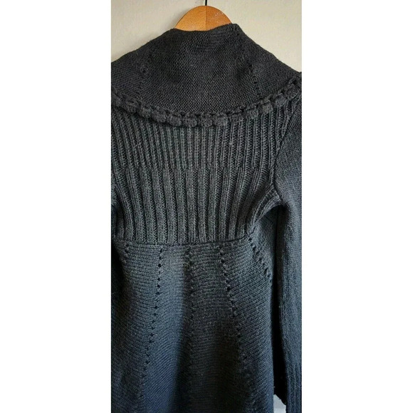 Lucky Brand Open Cardigan Women's Small Black Alpaca Wool Scalloped Edge Flowy - Picture 7 of 8